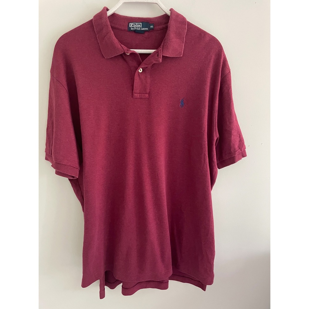 Polo Ralph Lauren Mens XL Burgundy Maroon Short Sleeve Cotton Pique Polo Shirt - Picture 1 of 6